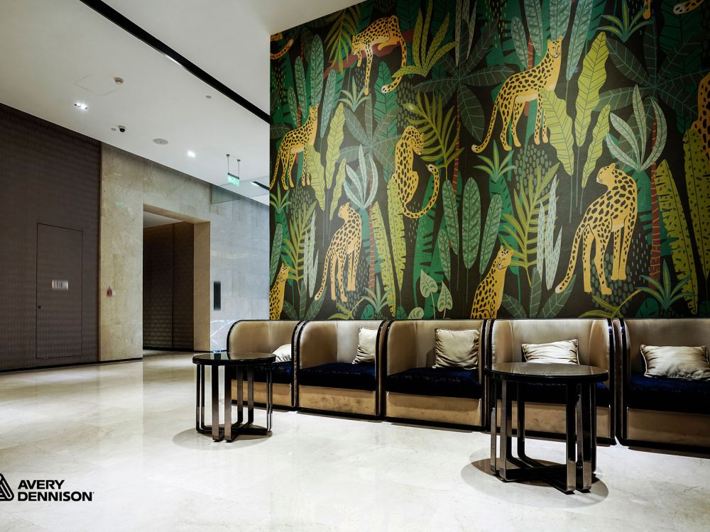 Architekturfolie Tapete mit Dschungelmotiv