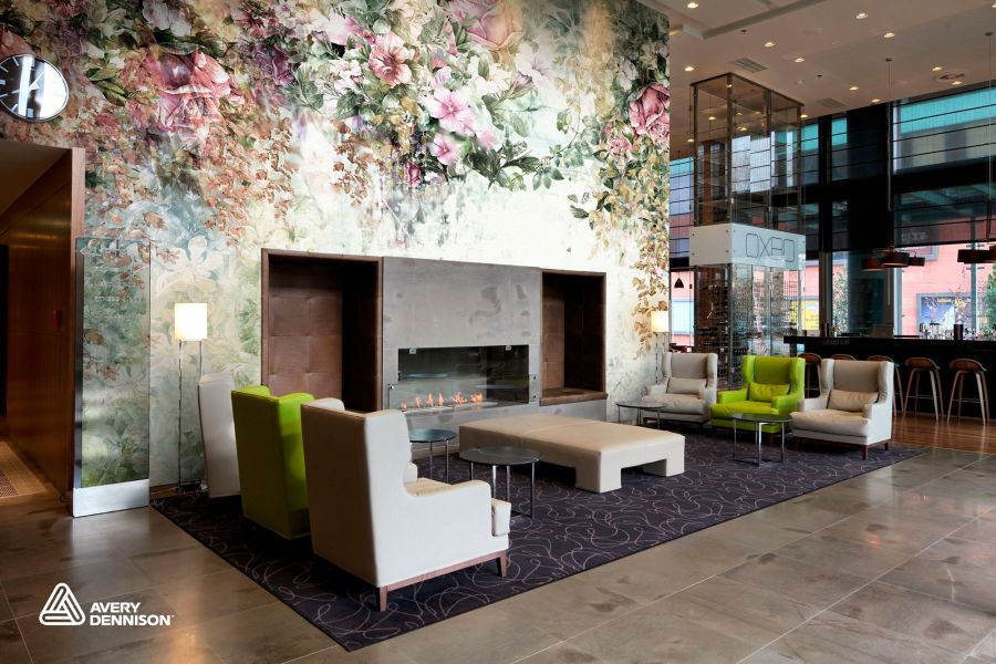 Architekturfolie Tapete mit Blumenmotiv