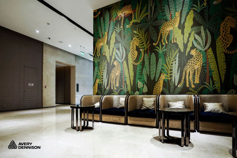 Architekturfolie Tapete mit Dschungelmotiv