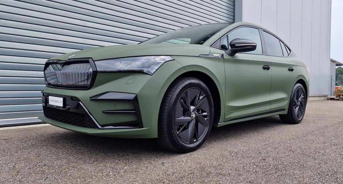 Skoda Vollfolierung in grün matt.